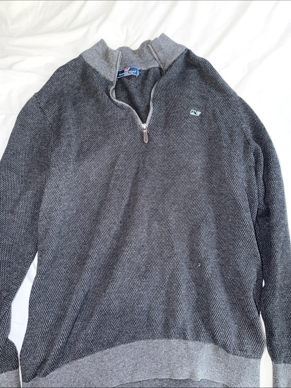 Vineyard Vines Men's Dark Gray Textured Half-Zip Sweater